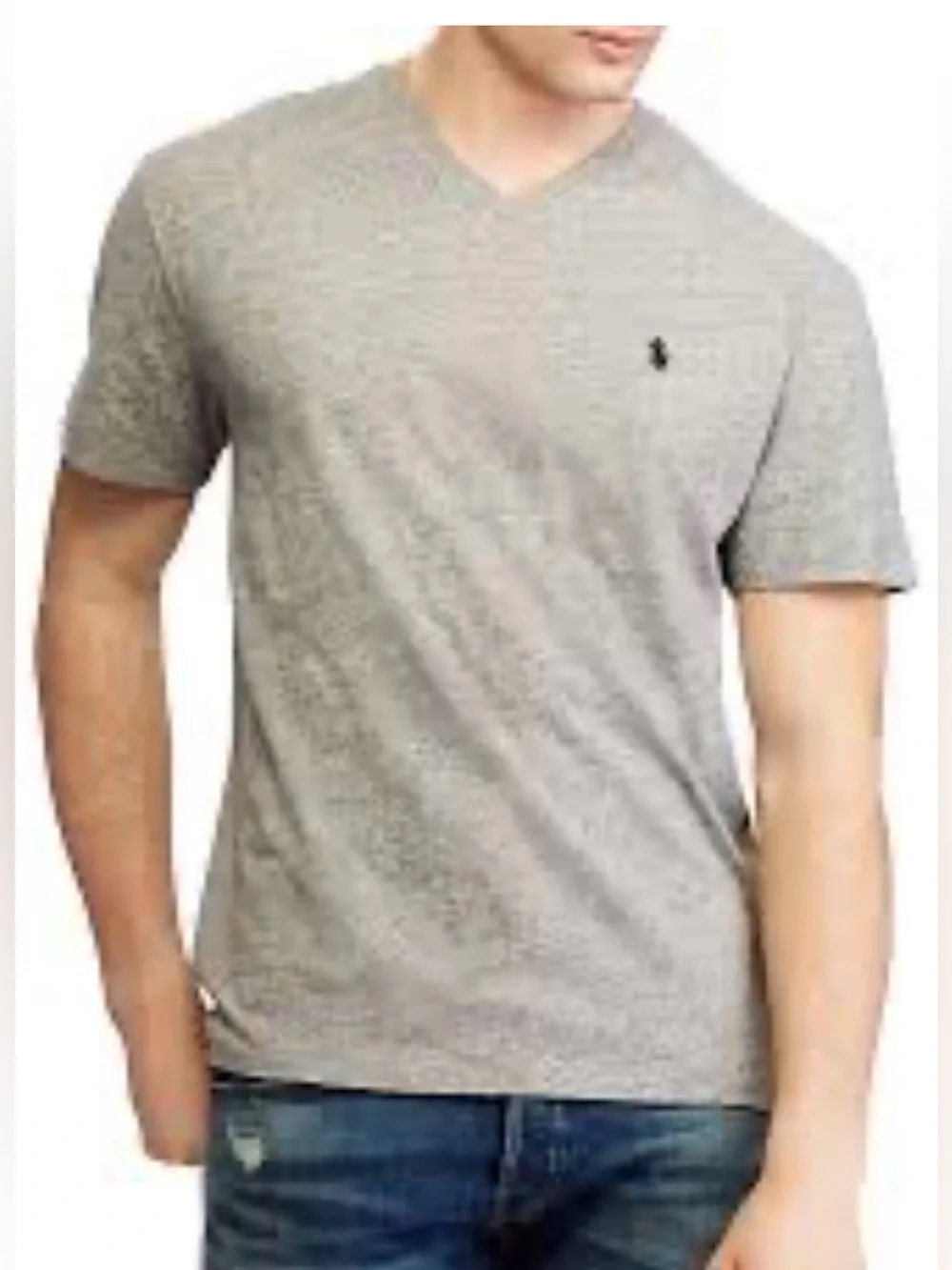 Polo by Ralph Lauren V-Neck Short Sleeve Shirt in Heather Gray GUC